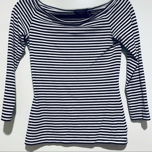 Theory Ennalyn B Black and White Stripe Scoop Neck Top Size P (XS/S)